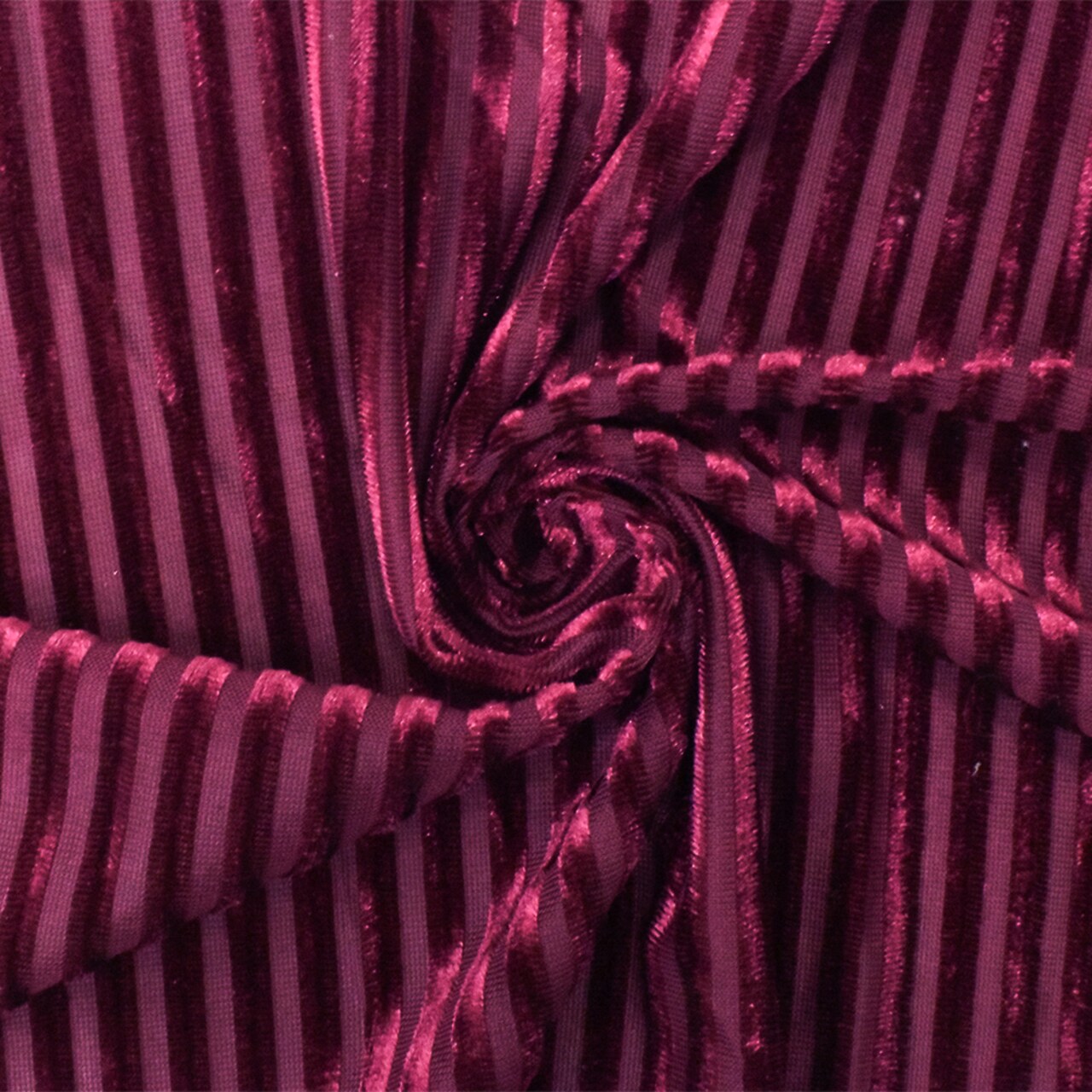 Red Stripe Burnout Stretch Poly Spandex Velvet Knit Fabric By the Yard